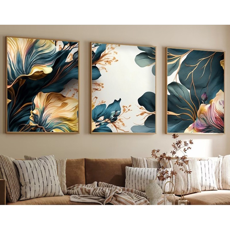 Wallxpert Decorative Framed MDF Painting (3 Pieces) Huhu217 - 50 x 70 Multicolor