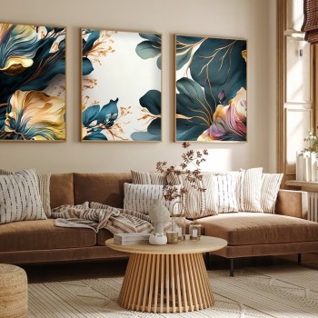 Decorative Framed MDF Painting (3 Pieces) Huhu217 - 50 x 70 Multicolor