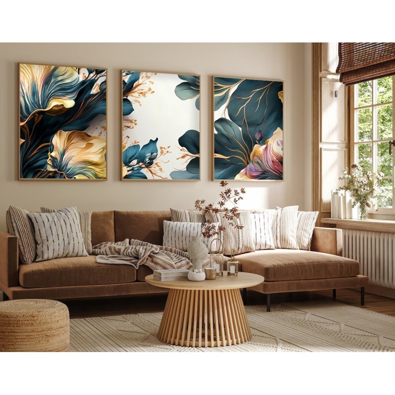 Wallxpert Decorative Framed MDF Painting (3 Pieces) Huhu217 - 50 x 70 Multicolor