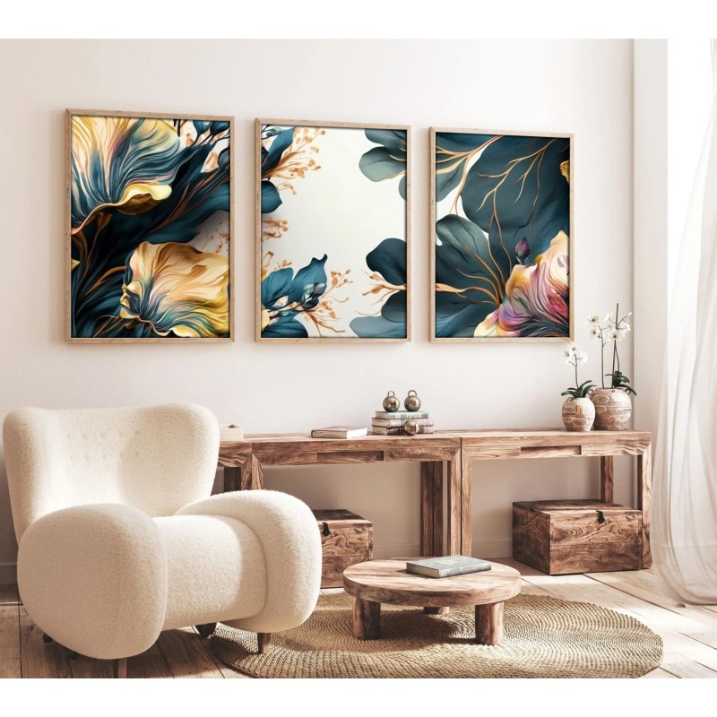 Wallxpert Decorative Framed MDF Painting (3 Pieces) Huhu217 - 50 x 70 Multicolor