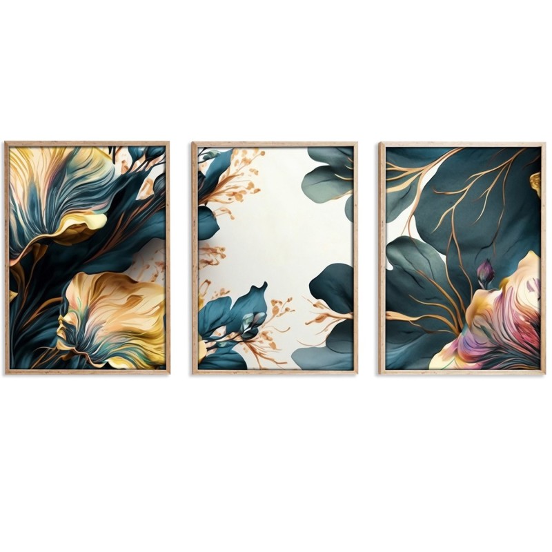 Wallxpert Decorative Framed MDF Painting (3 Pieces) Huhu217 - 50 x 70 Multicolor