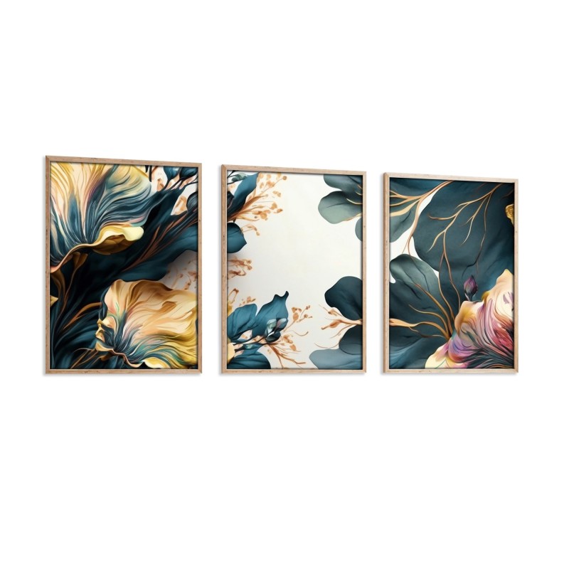 Wallxpert Decorative Framed MDF Painting (3 Pieces) Huhu217 - 50 x 70 Multicolor