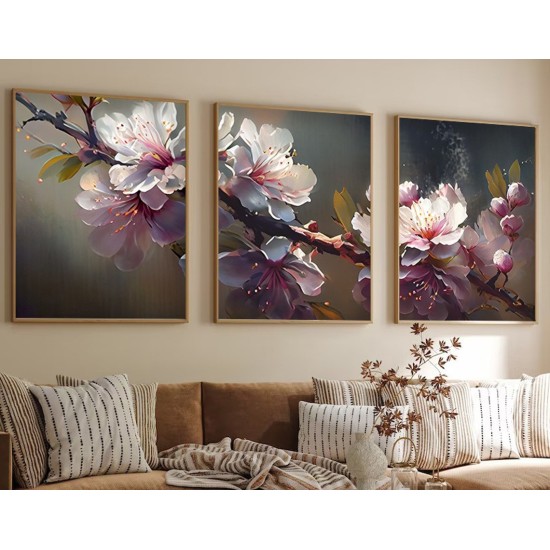 Wallxpert Decorative Framed MDF Painting (3 Pieces) Huhu222 - 50 x 70 Multicolor