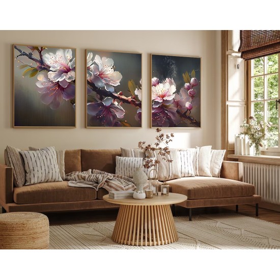 Wallxpert Decorative Framed MDF Painting (3 Pieces) Huhu222 - 50 x 70 Multicolor