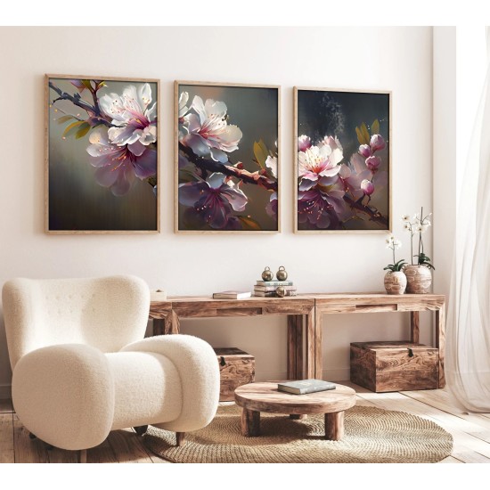 Wallxpert Decorative Framed MDF Painting (3 Pieces) Huhu222 - 50 x 70 Multicolor