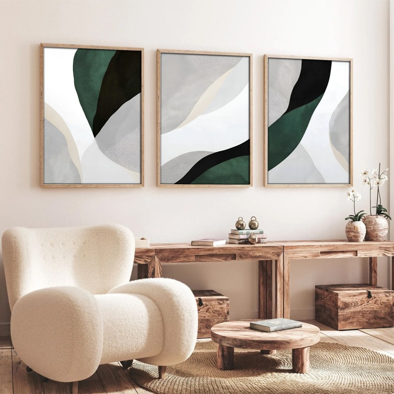 Wallxpert Decorative Framed MDF Painting (3 Pieces) Huhu229 - 50 x 70 Multicolor