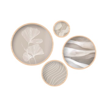 Decorative Framed MDF Painting (4 Pieces) Huhu295 Multicolor