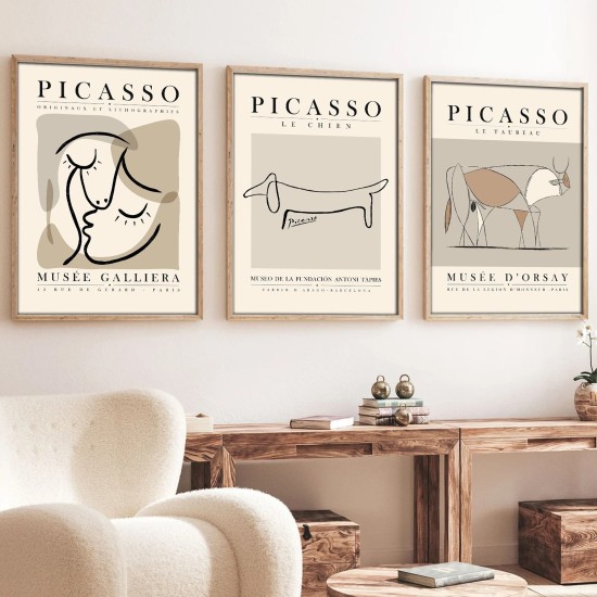 Wallxpert Decorative Framed MDF Painting (3 Pieces) Huhu253 - 50 x 35 Multicolor