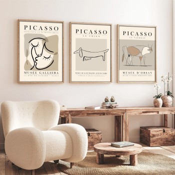 Decorative Framed MDF Painting (3 Pieces) Huhu253 - 50 x 35 Multicolor