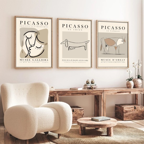 Wallxpert Decorative Framed MDF Painting (3 Pieces) Huhu253 - 50 x 35 Multicolor