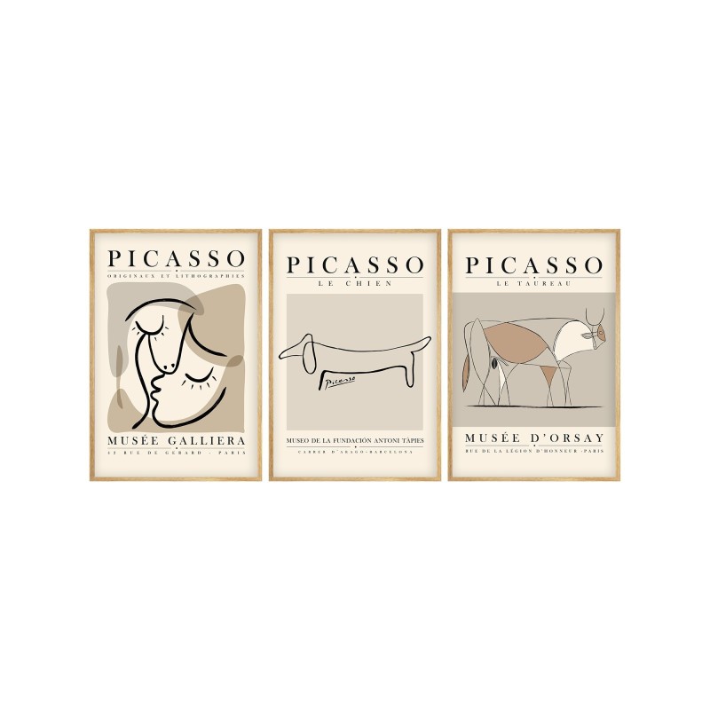 Wallxpert Decorative Framed MDF Painting (3 Pieces) Huhu253 - 50 x 35 Multicolor