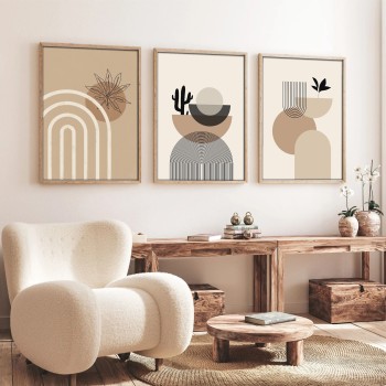 Decorative Framed MDF Painting (3 Pieces) Huhu264 - 50 x 35 Multicolor