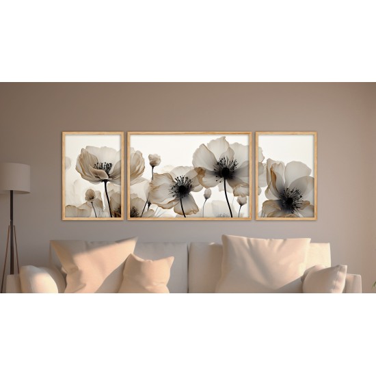 Decorative Framed MDF Painting (3 Pieces) Huhu305 - 50 x 140 Multicolor Decorative Framed MDF Painting (3 Pieces) Huhu305 - 50 x 140 Multicolor
