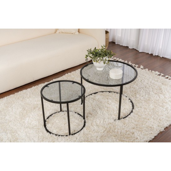 Hanah Home Coffee Table Set Tokyo - Black 60 Black