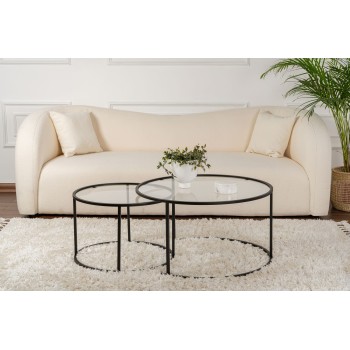 Coffee Table Set Black-Transparent-80-60 Black