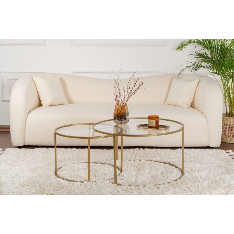 Coffee Table Set Gold-Transparent-80-60 Gold