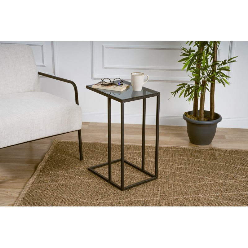 Side Table Alaska C - Smoked Glass Black