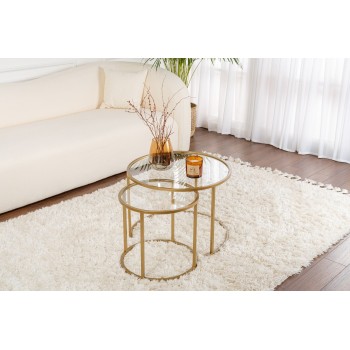 Coffee Table Set Gold-Transparent-60-42 Gold