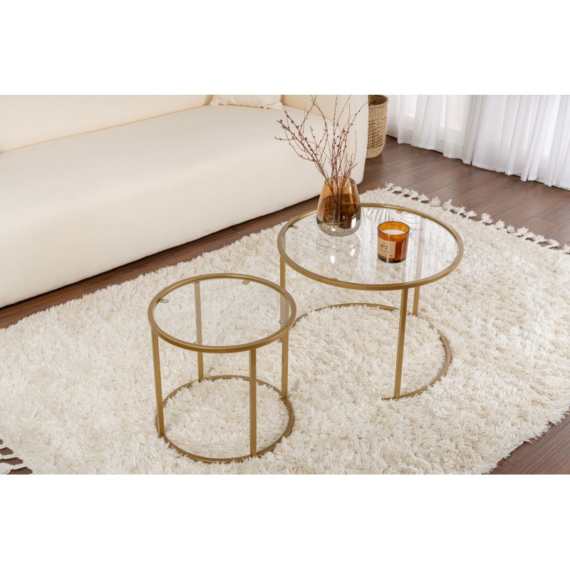 Coffee Table Set Gold-Transparent-60-42 Gold