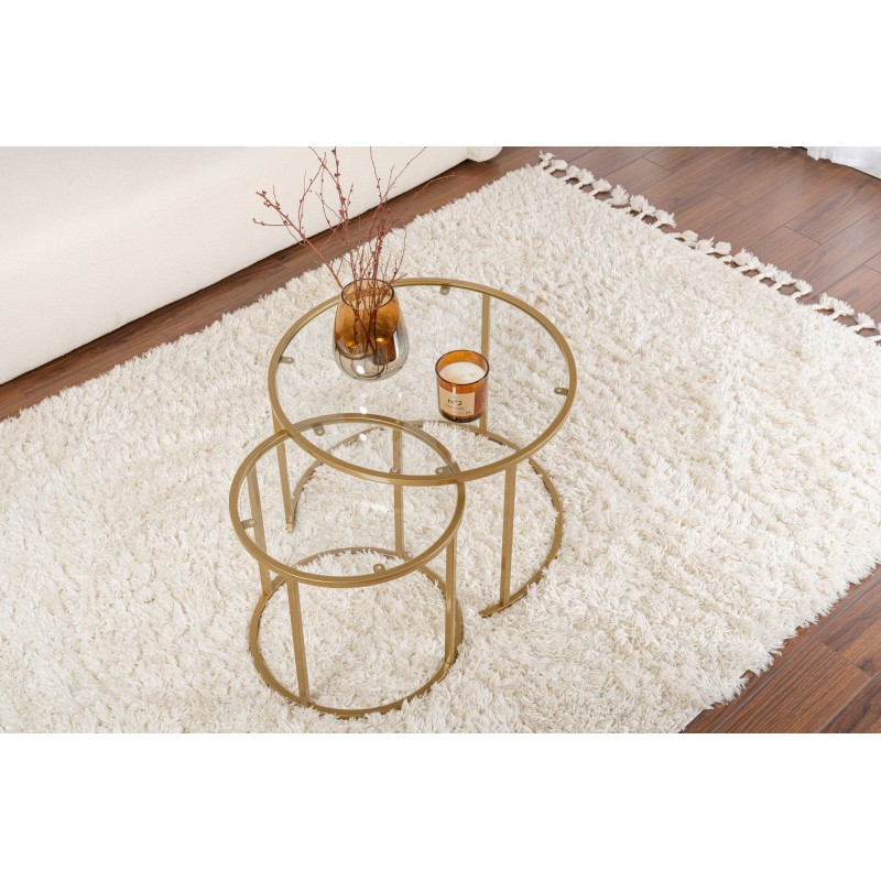 Coffee Table Set Gold-Transparent-60-42 Gold