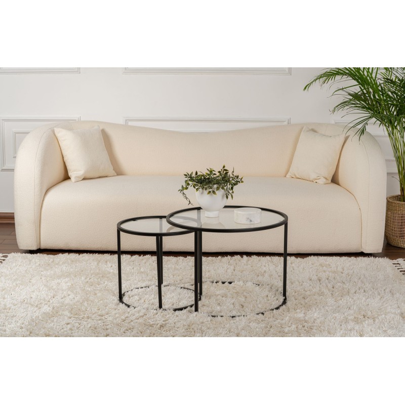 Coffee Table Set Black-Transparent-60-42 Black