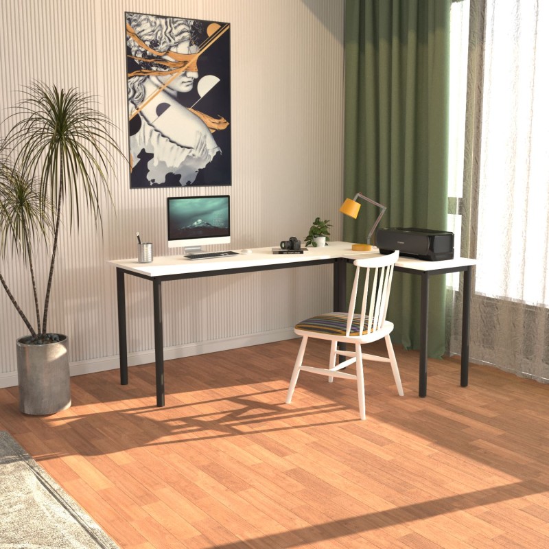 Study Desk Viva L - Black, White Black
White