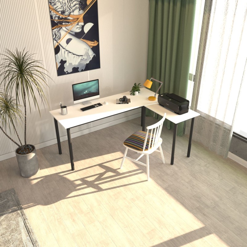 Study Desk Viva L - Black, White Black
White