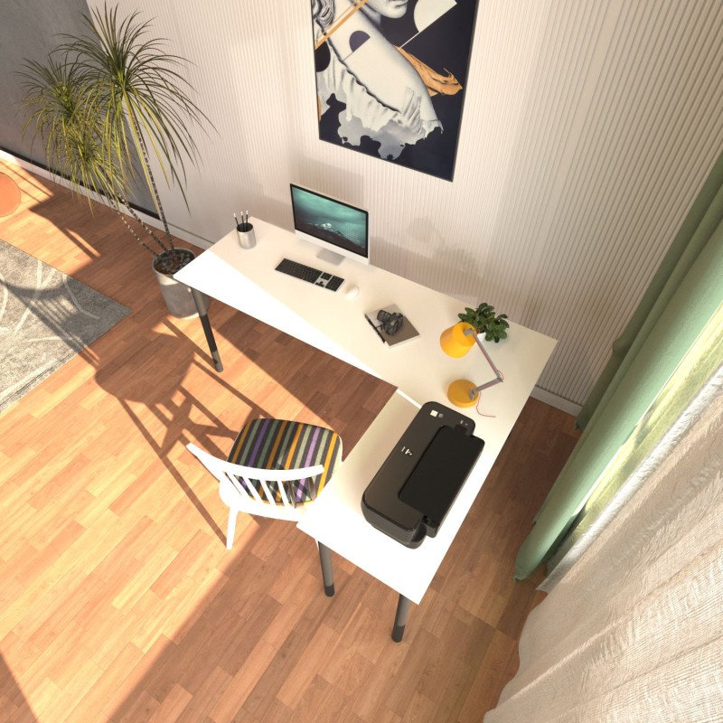 Study Desk Viva L - Black, White Black
White