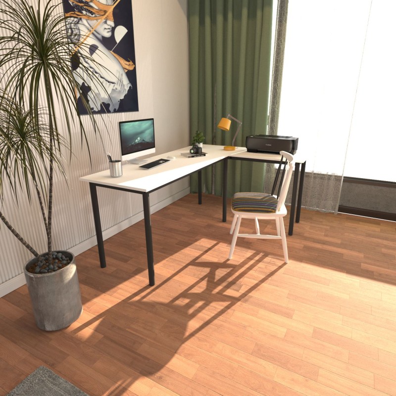 Study Desk Viva L - Black, White Black
White