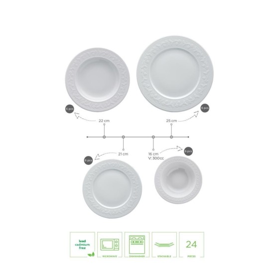 Hermia Dinner Set (24 Pieces) SV24Y200 White