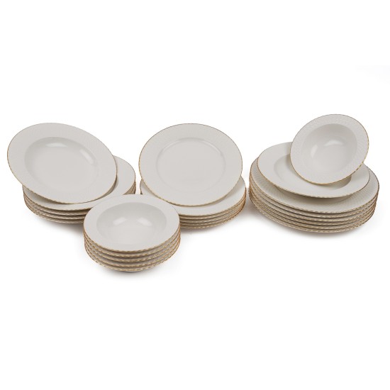 Dinner Set (24 Pieces) BNIRN24Y2520 White
Gold Dinner Set (24 Pieces) BNIRN24Y2520 White
Gold