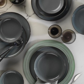 Σετ Πιάτα  Δείπνου Πορσελάνη (12 Τεμάχια) - Grey