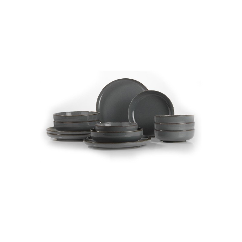 Σετ Πιάτα  Δείπνου Πορσελάνη (12 Τεμάχια) - Grey