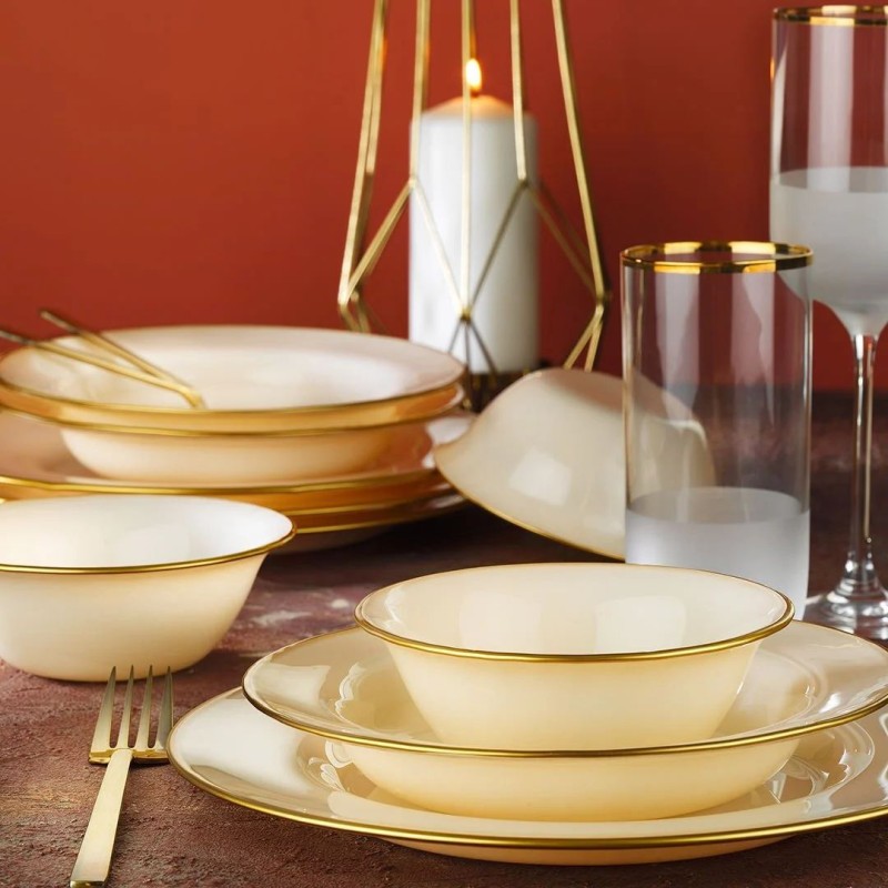 Dinner Set (18 Pieces) Glaresomongold Cream
Gold