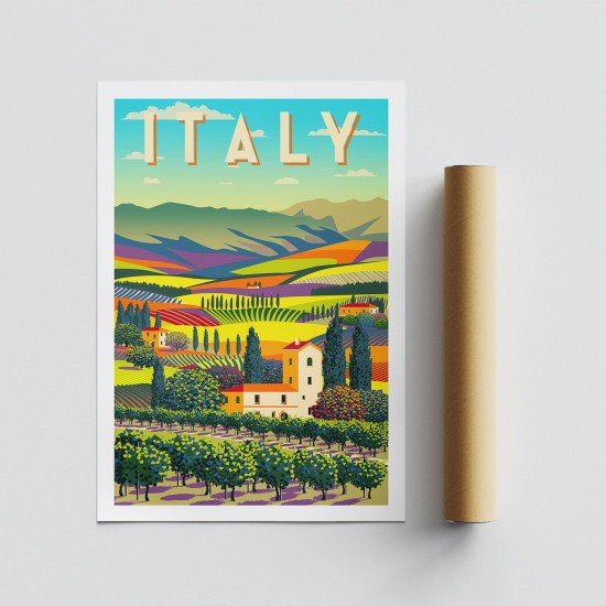 Poster A4 Italy - 1963 Multicolor Poster A4 Italy - 1963 Multicolor