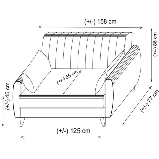 2-Seat Sofa-Bed Alkon - Tile Red Tile Red