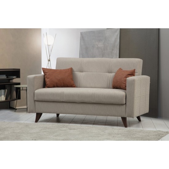 2-Seat Sofa-Bed Polya - Beige Beige Atelier del Sofa 2-Seat Sofa-Bed Polya - Beige Beige