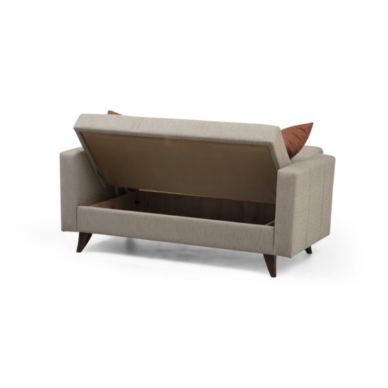 2-Seat Sofa-Bed Polya - Beige Beige Atelier del Sofa 2-Seat Sofa-Bed Polya - Beige Beige