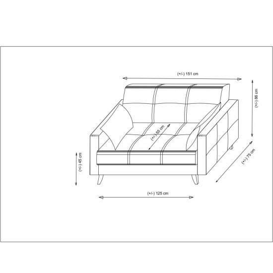 2-Seat Sofa-Bed Polya - Dark Grey Dark Grey Atelier del Sofa 2-Seat Sofa-Bed Polya - Dark Grey Dark Grey