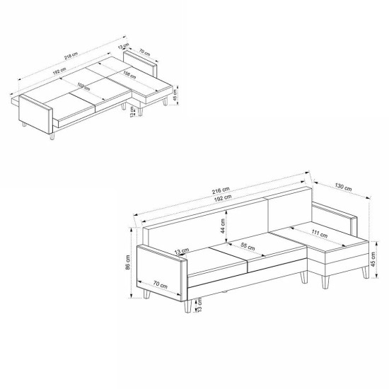 Corner Sofa-Bed Alkon - Light Grey Light Grey Corner Sofa-Bed Alkon - Light Grey Light Grey
