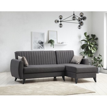 Corner Sofa-Bed Alkon - Dark Grey Dark Grey