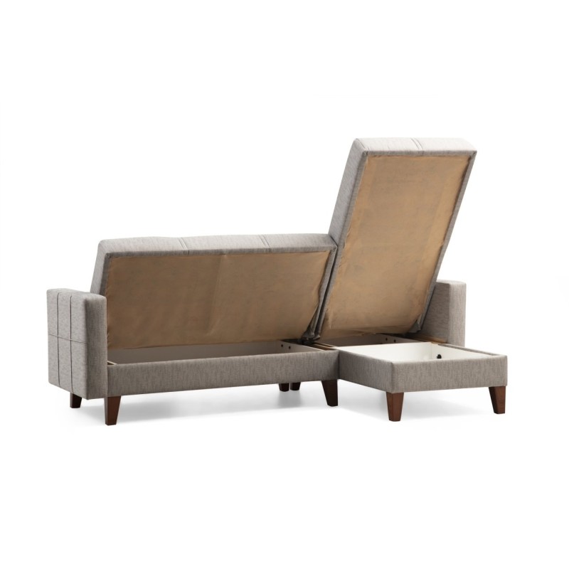 Corner Sofa-Bed Polya - Light Grey Light Grey
