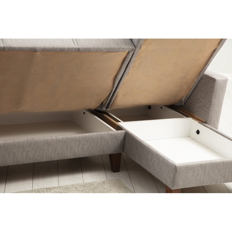 Corner Sofa-Bed Polya - Light Grey Light Grey