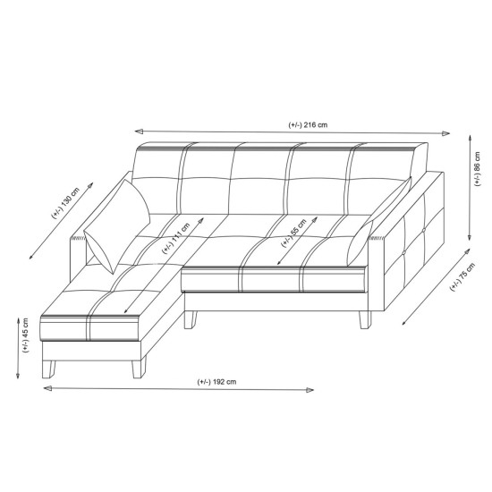 Corner Sofa-Bed Polya - Light Grey Light Grey