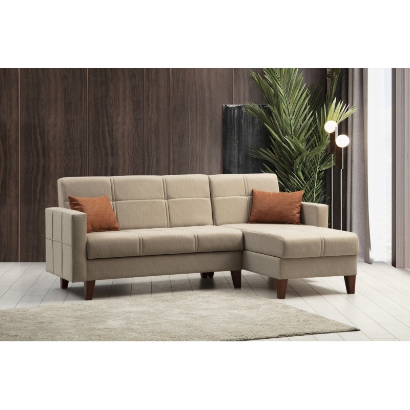 Corner Sofa-Bed Polya - Beige Beige