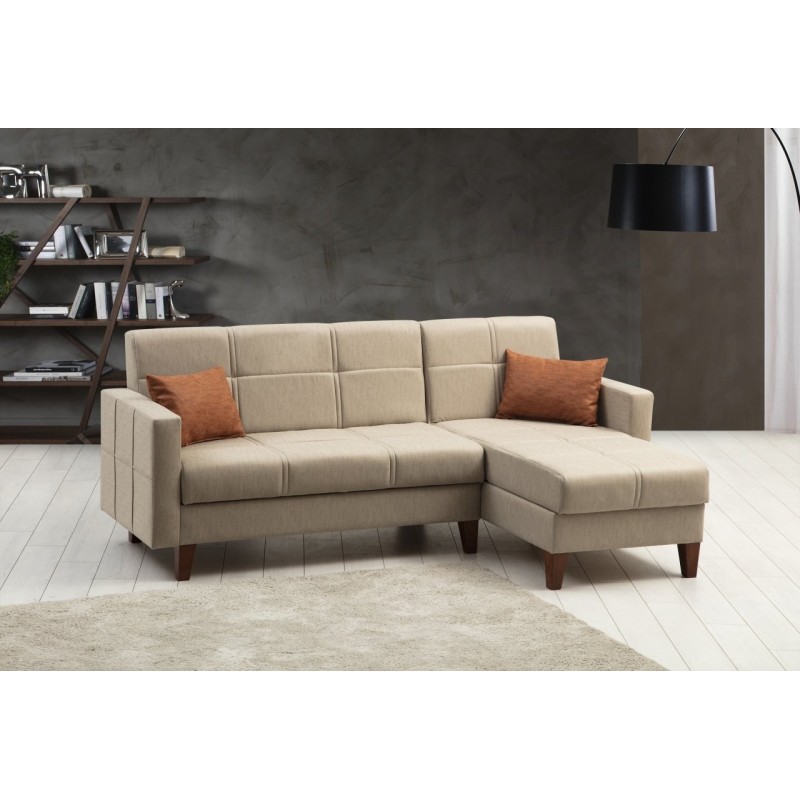 Corner Sofa-Bed Polya - Beige Beige