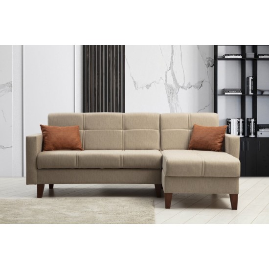 Corner Sofa-Bed Polya - Beige Beige Corner Sofa-Bed Polya - Beige Beige
