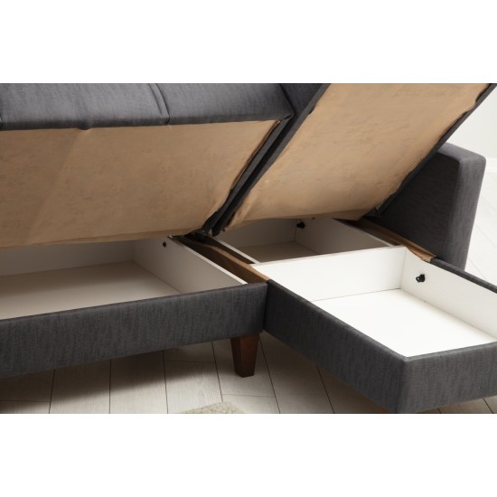 Corner Sofa-Bed Polya - Dark Grey Dark Grey Corner Sofa-Bed Polya - Dark Grey Dark Grey