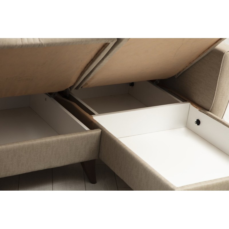 Corner Sofa-Bed Zaden - Beige Beige