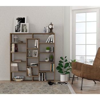 Βιβλιοθήκη - Ample - Χρώμα Καρυδί -125x22x135εκ